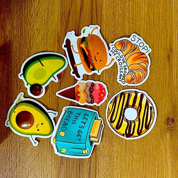 Humor Foodie Fun Waterproof Stickers- 7 Sticker Pack - Picture 2 of 5